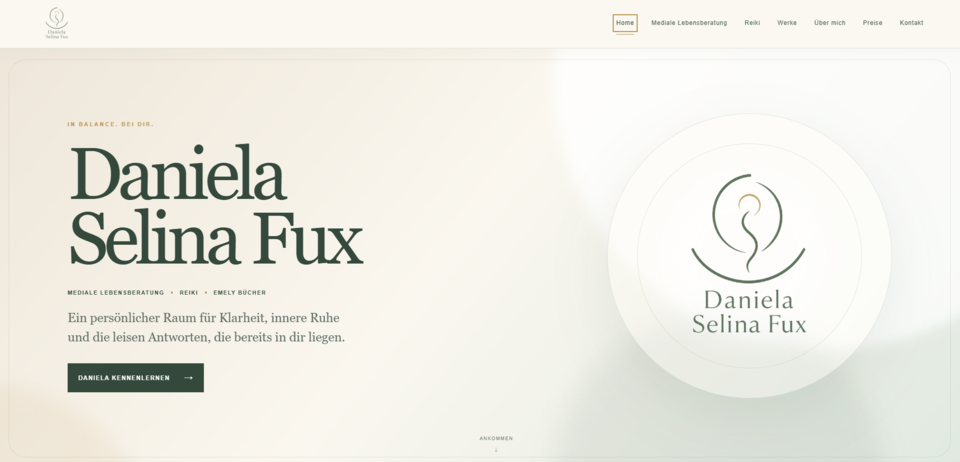 Neue Website von Daniela Selina Fux in einer ruhigen, hellen Markenwelt